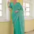 sea green organza swarovski saree with unstitched blouse piece