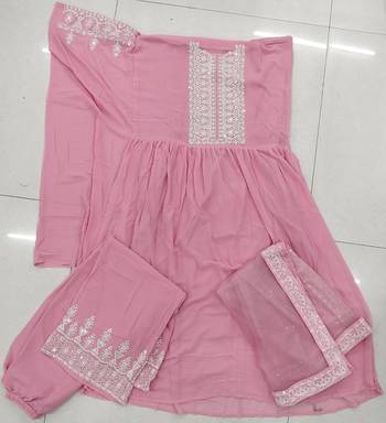 Pink Color Georgette Embroidered Party Salwar Suit 3