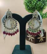   Fashionable Pearl purple Colour Chandabali Earrings