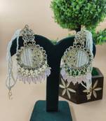   Fashionable Pearl baby pink Colour Chandabali Earrings