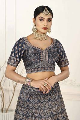 BLUE COLOR SEMISTITCHED DIGITAL PRINT LEHENGA WITH UNSTITCHED BLOUSE AND DUPATTA 3