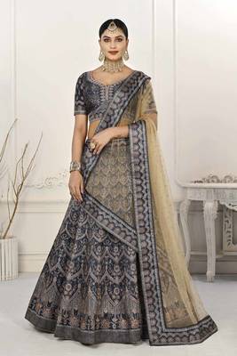 BLUE COLOR SEMISTITCHED DIGITAL PRINT LEHENGA WITH UNSTITCHED BLOUSE AND DUPATTA 1
