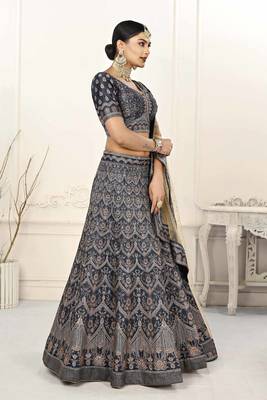 BLUE COLOR SEMISTITCHED DIGITAL PRINT LEHENGA WITH UNSTITCHED BLOUSE AND DUPATTA 4