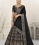 BLACK COLOR SEMISTITCHED DIGITAL PRINT LEHENGA WITH UNSTITCHED BLOUSE AND DUPATTA