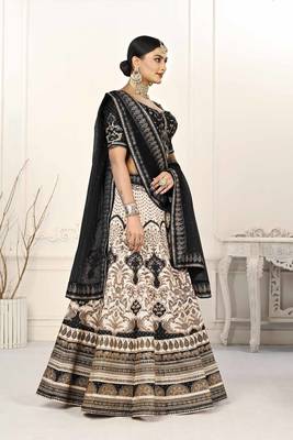 BLACK COLOR SEMISTITCHED DIGITAL PRINT LEHENGA WITH UNSTITCHED BLOUSE AND DUPATTA 3