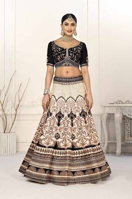 BLACK COLOR SEMISTITCHED DIGITAL PRINT LEHENGA WITH UNSTITCHED BLOUSE AND DUPATTA 4