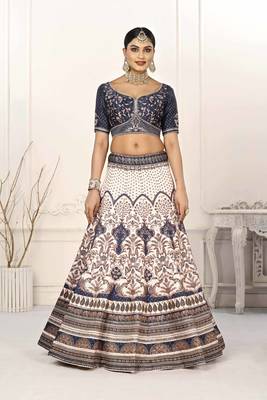 BLUE COLOR SEMISTITCHED DIGITAL PRINT LEHENGA WITH UNSTITCHED BLOUSE AND DUPATTA 2