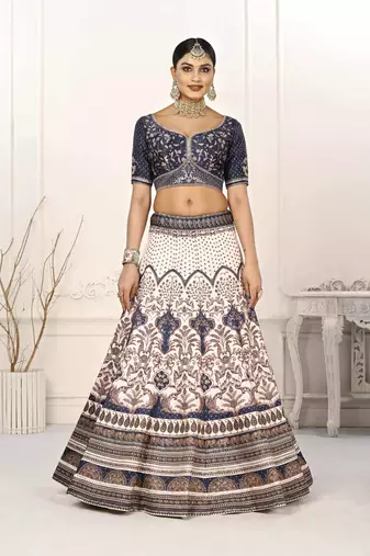 BLUE COLOR SEMISTITCHED DIGITAL PRINT LEHENGA WITH UNSTITCHED BLOUSE AND DUPATTA