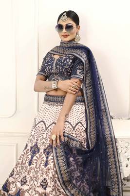 BLUE COLOR SEMISTITCHED DIGITAL PRINT LEHENGA WITH UNSTITCHED BLOUSE AND DUPATTA 3