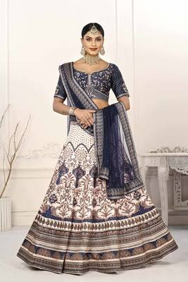 BLUE COLOR SEMISTITCHED DIGITAL PRINT LEHENGA WITH UNSTITCHED BLOUSE AND DUPATTA 1
