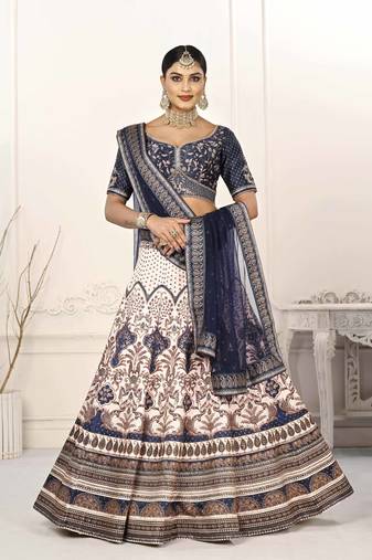 BLUE COLOR SEMISTITCHED DIGITAL PRINT LEHENGA WITH UNSTITCHED BLOUSE AND DUPATTA