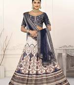 BLUE COLOR SEMISTITCHED DIGITAL PRINT LEHENGA WITH UNSTITCHED BLOUSE AND DUPATTA