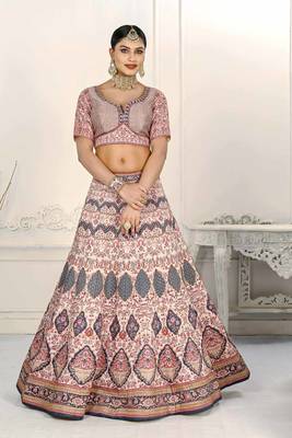 PINK COLOR SEMISTITCHED DIGITAL PRINT LEHENGA WITH UNSTITCHED BLOUSE AND DUPATTA 2