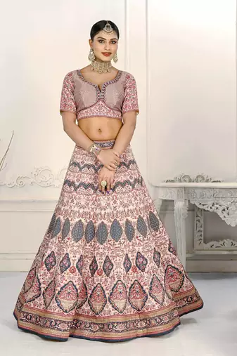 PINK COLOR SEMISTITCHED DIGITAL PRINT LEHENGA WITH UNSTITCHED BLOUSE AND DUPATTA