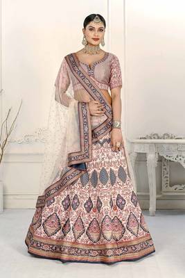 PINK COLOR SEMISTITCHED DIGITAL PRINT LEHENGA WITH UNSTITCHED BLOUSE AND DUPATTA 1
