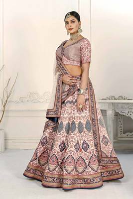 PINK COLOR SEMISTITCHED DIGITAL PRINT LEHENGA WITH UNSTITCHED BLOUSE AND DUPATTA 3