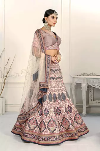PINK COLOR SEMISTITCHED DIGITAL PRINT LEHENGA WITH UNSTITCHED BLOUSE AND DUPATTA