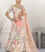 PEACH COLOR SEMISTITCHED DIGITAL PRINT LEHENGA WITH UNSTITCHED BLOUSE AND DUPATTA