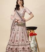 PEACH COLOR SEMISTITCHED DIGITAL PRINT LEHENGA WITH UNSTITCHED BLOUSE AND DUPATTA