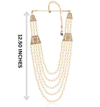  groom sherwani necklace moti mala layered for wedding | groom mala with brooch set 5