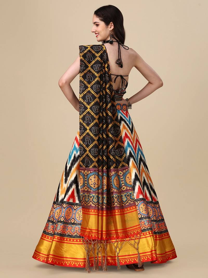 Black Digtial Printed Lehenga Choli Set With Dupatta
