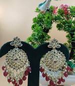   Gold Plated Traditional Kundan Pearl Chandbali Earrings For Wo  And Girls