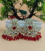   Gold Plated Traditional Kundan Pearl Chandbali Earrings For Wo  And Girls