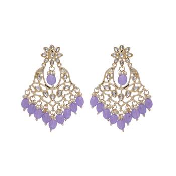   Gold Plated Traditional Kundan Pearl Chandbali Earrings For Wo  And Girls 2