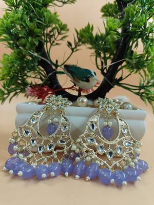   Gold Plated Traditional Kundan Pearl Chandbali Earrings For Wo  And Girls 1
