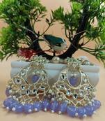   Gold Plated Traditional Kundan Pearl Chandbali Earrings For Wo  And Girls