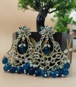   Gold Plated Traditional Kundan Pearl Chandbali Earrings For Wo  And Girls