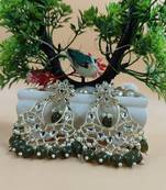   Gold Plated Traditional Kundan Pearl Chandbali Earrings For Wo  And Girls