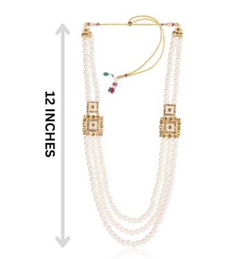   groom sherwani necklace moti mala layered for wedding | groom mala with brooch set 4