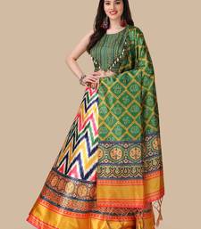 Green Digital Printed Embroidered Lehenga Choli Set With Dupatta