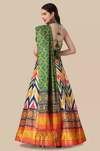 Green Digital Printed Embroidered Lehenga Choli Set With Dupatta