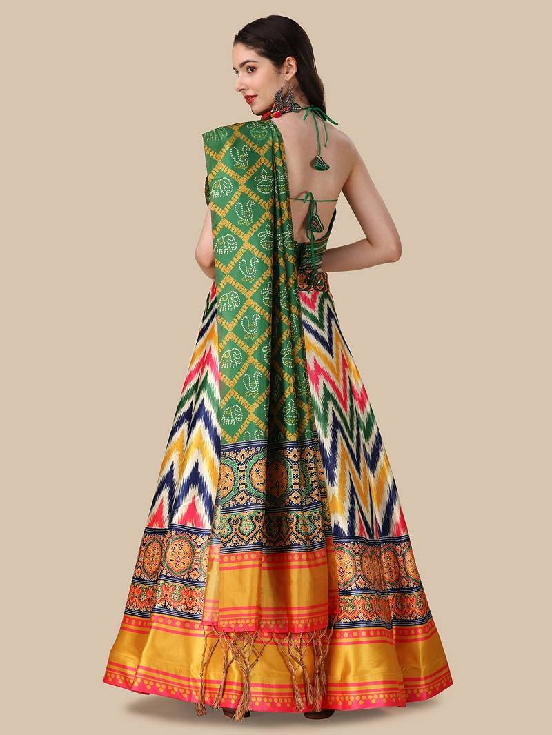 Green Digital Printed Embroidered Lehenga Choli Set With Dupatta