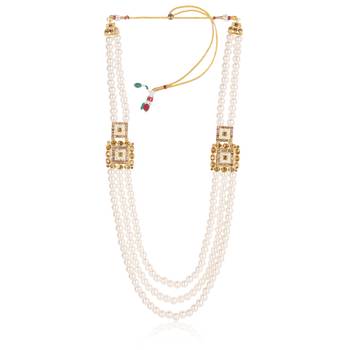   groom sherwani necklace moti mala layered for wedding | groom mala with brooch set 4