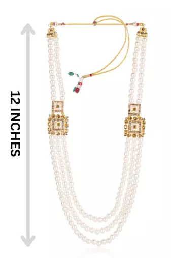   groom sherwani necklace moti mala layered for wedding | groom mala with brooch set