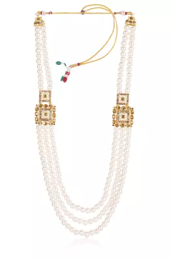   groom sherwani necklace moti mala layered for wedding | groom mala with brooch set