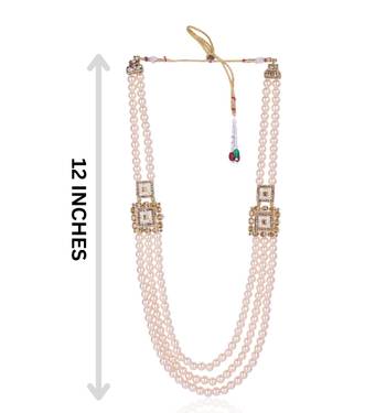   groom sherwani necklace moti mala layered for wedding | groom mala with brooch set 5