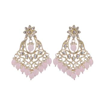   Gold Plated Traditional Kundan Pearl Chandbali Earrings For Wo  And Girls 2