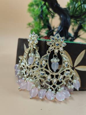   Gold Plated Traditional Kundan Pearl Chandbali Earrings For Wo  And Girls 1