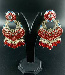   Gold Plated Traditional Kundan Pearl Chandbali Earrings For Wo  And Girls