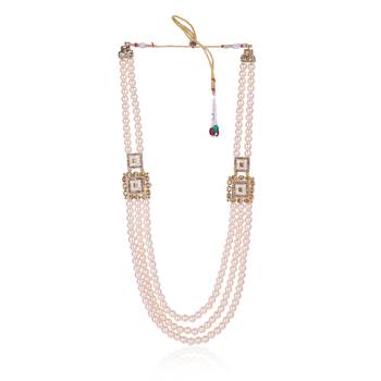   groom sherwani necklace moti mala layered for wedding | groom mala with brooch set 4
