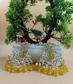   Gold Plated Traditional Kundan Pearl Chandbali Earrings For Wo  And Girls