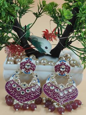   Gold Plated Traditional Handcrafted Pearl Kundan Beaded Chandbali Earrings for Wo  1