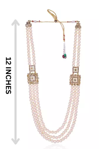   groom sherwani necklace moti mala layered for wedding | groom mala with brooch set