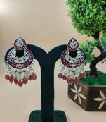   Gold Plated Traditional Handcrafted Pearl Kundan Beaded Chandbali Earrings for Wo 