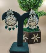  green Beads, and Kundan Ethnic Earrings for Wo  - Lightweight Earrings