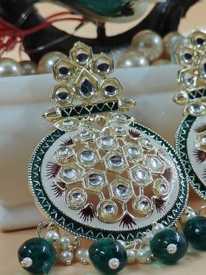  green Beads, and Kundan Ethnic Earrings for Wo  - Lightweight Earrings 2